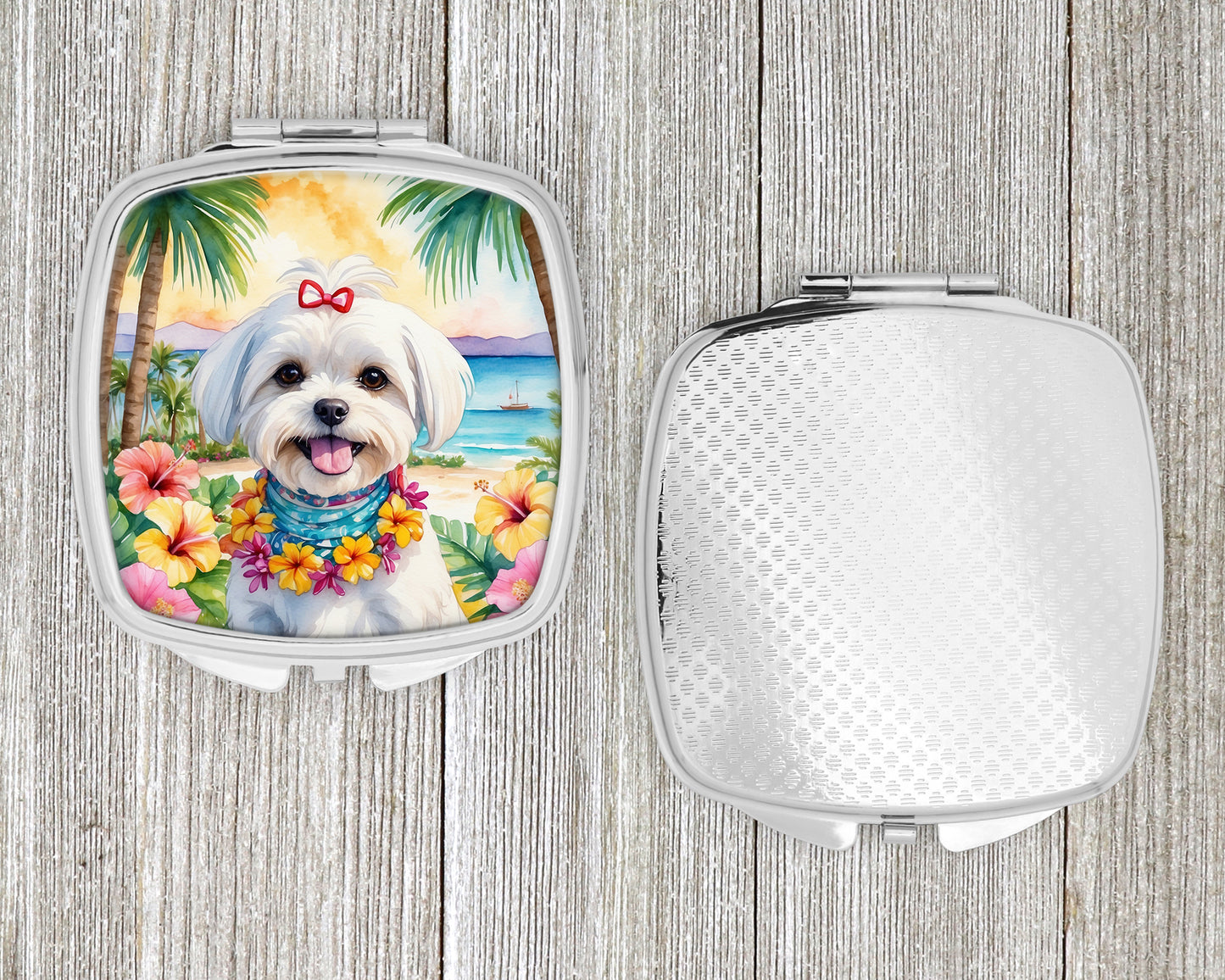 Maltese Luau Compact Mirror