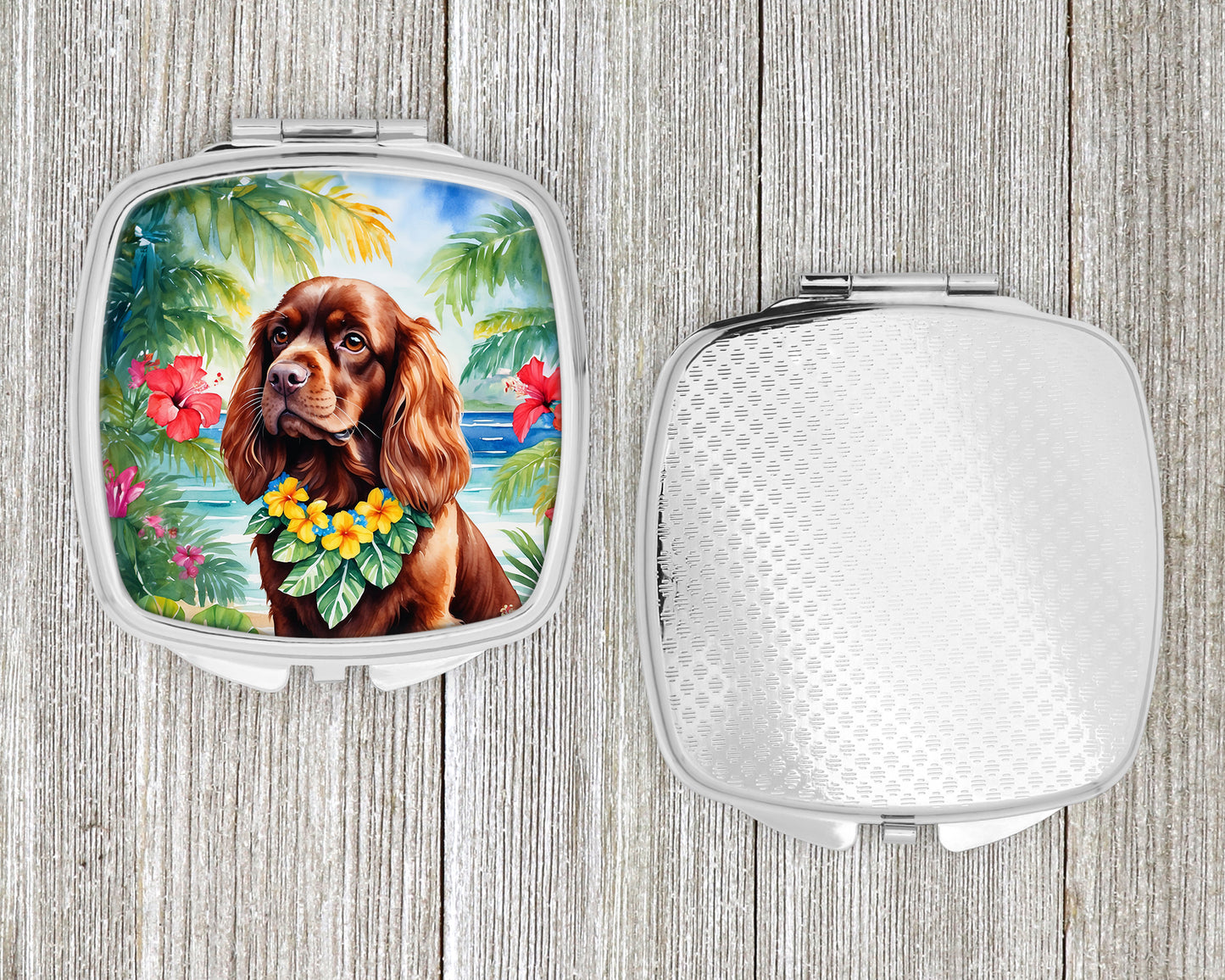 Sussex Spaniel Luau Compact Mirror