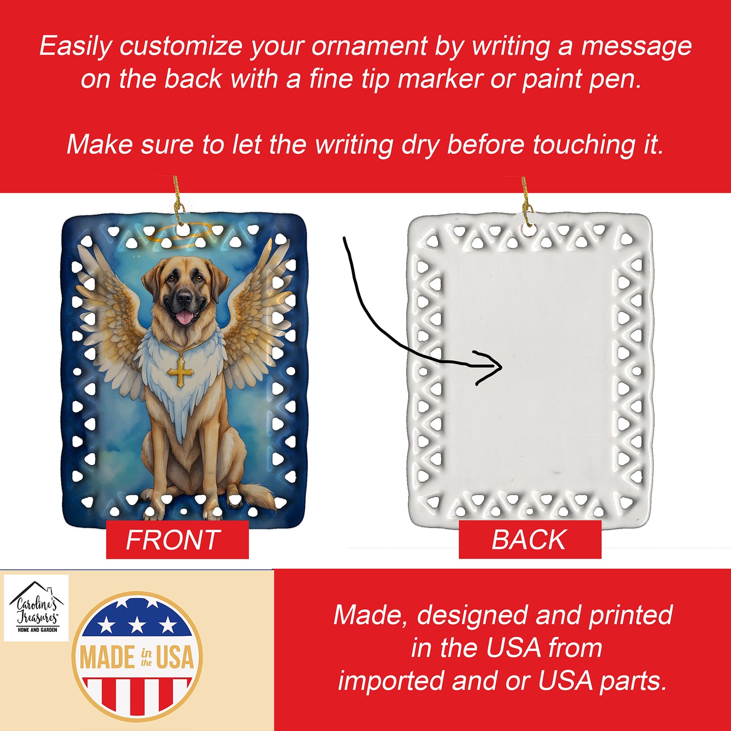 Anatolian Shepherd My Angel Porcelain Ornament