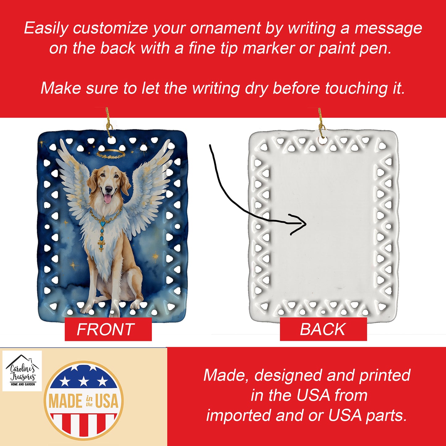 Borzoi My Angel Porcelain Ornament