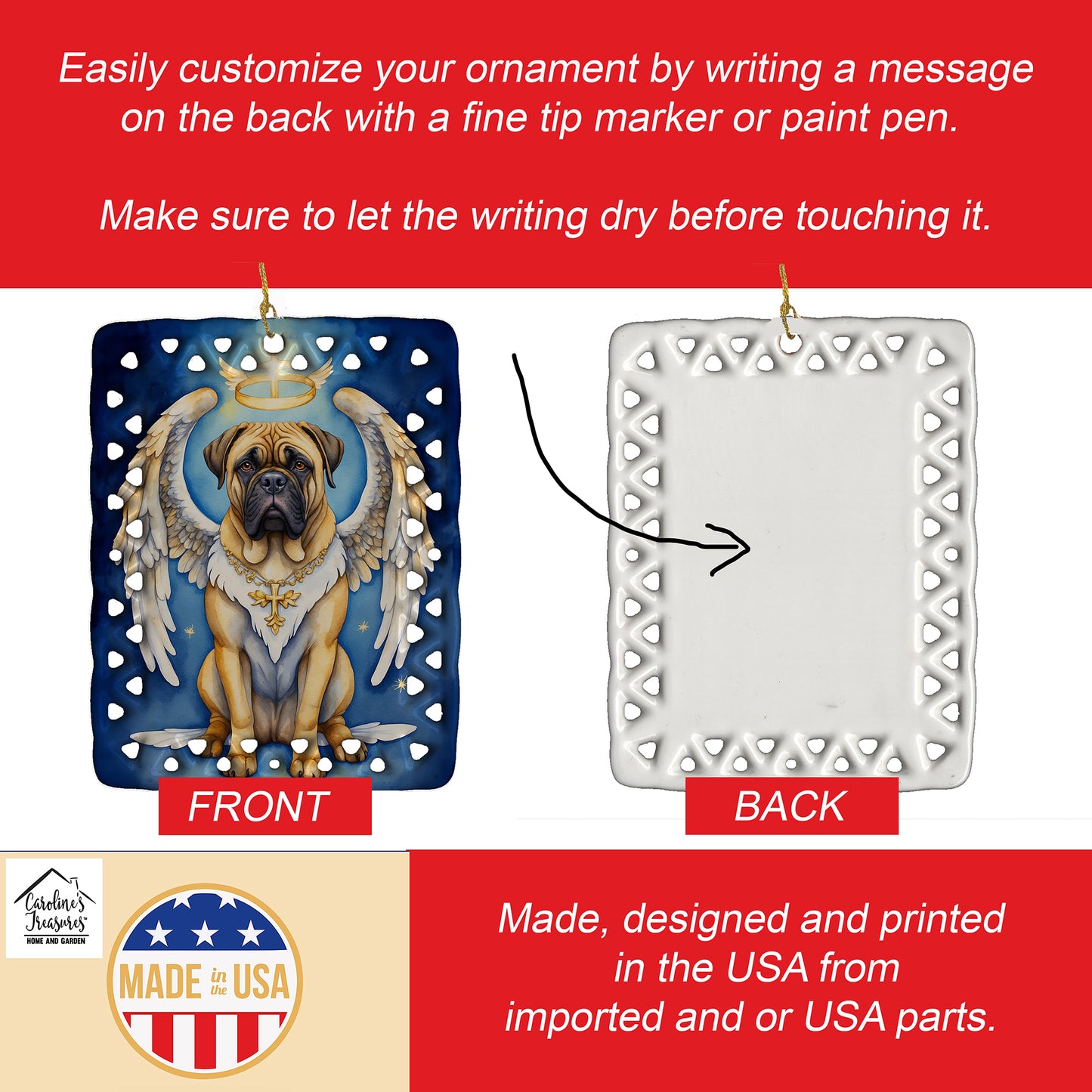 Bullmastiff My Angel Porcelain Ornament