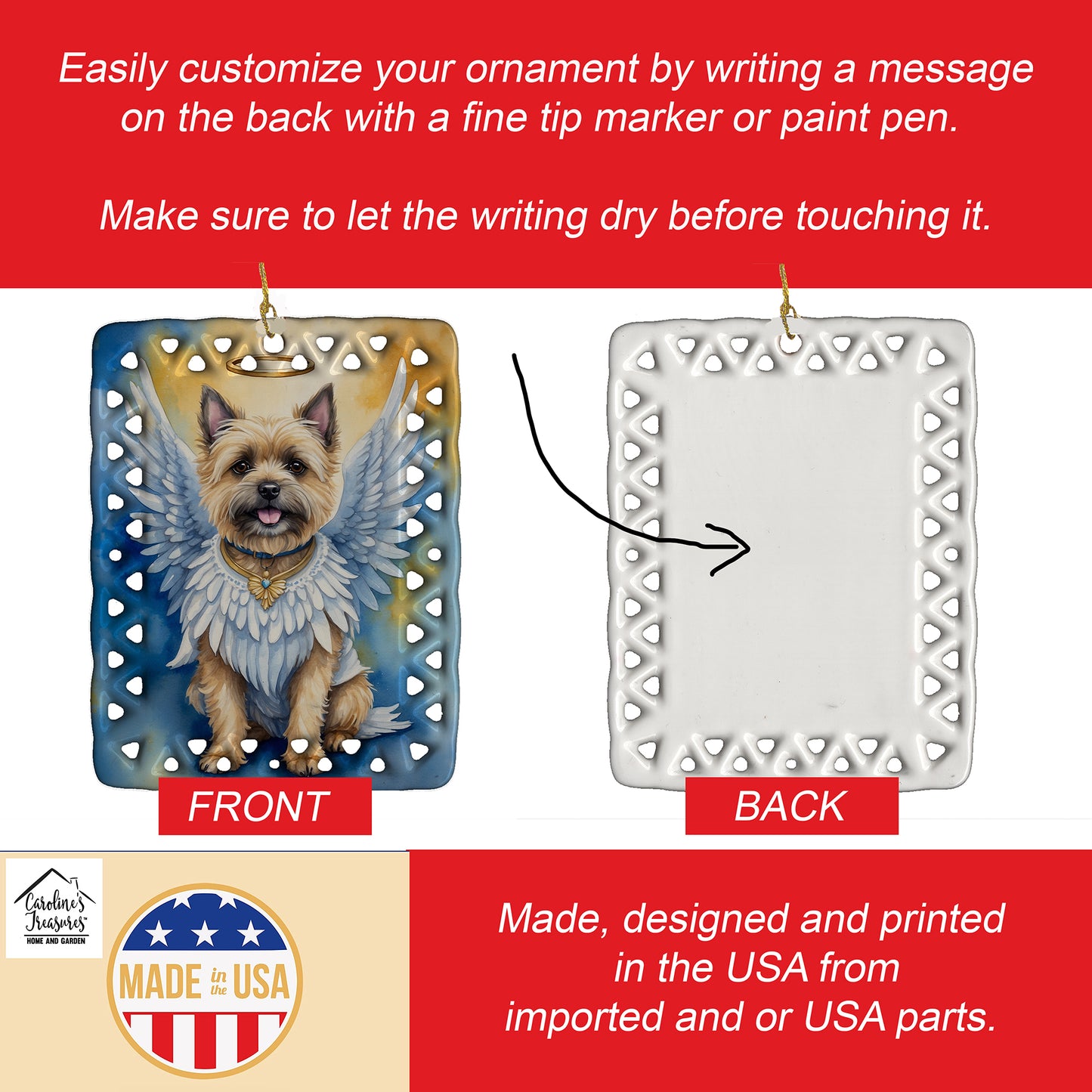 Cairn Terrier My Angel Porcelain Ornament