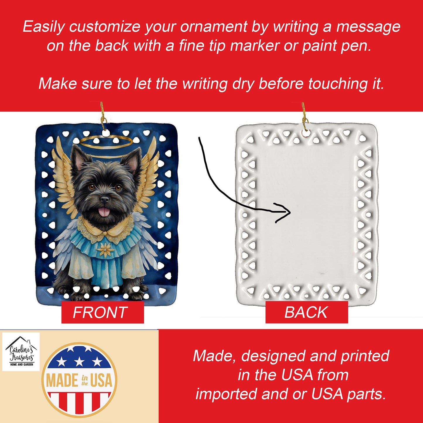 Cairn Terrier My Angel Porcelain Ornament