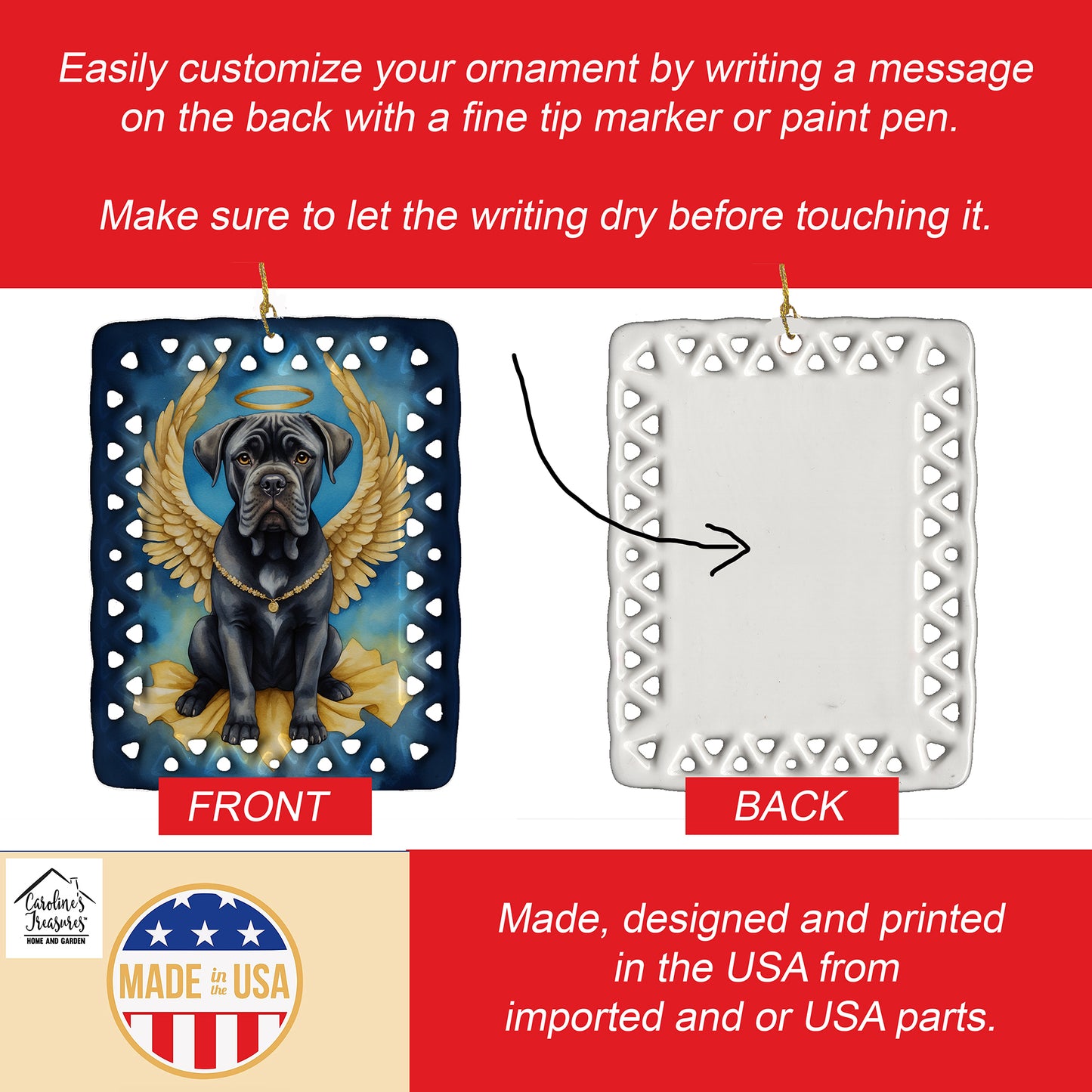 Cane Corso My Angel Porcelain Ornament