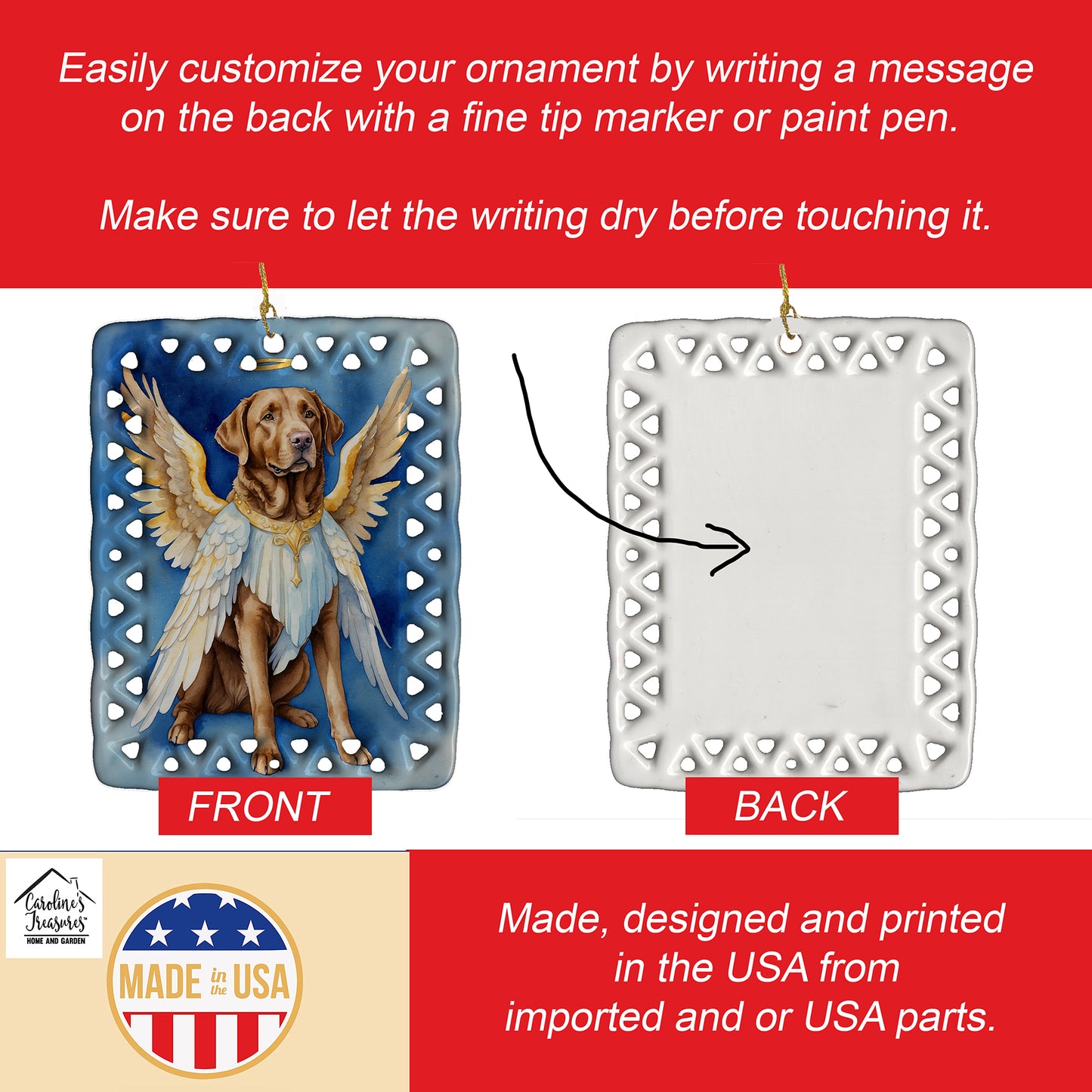 Chesapeake Bay Retriever My Angel Porcelain Ornament