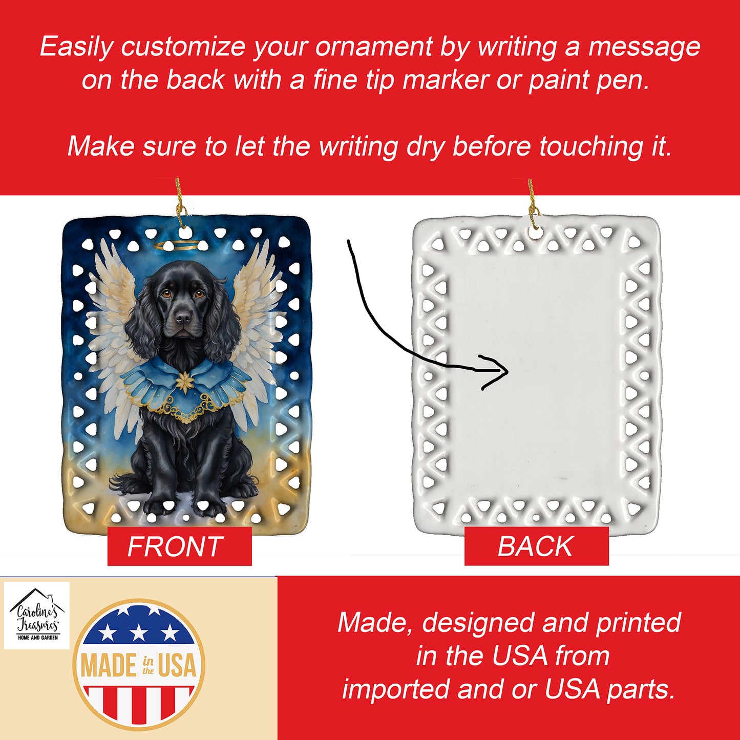 Cocker Spaniel My Angel Porcelain Ornament