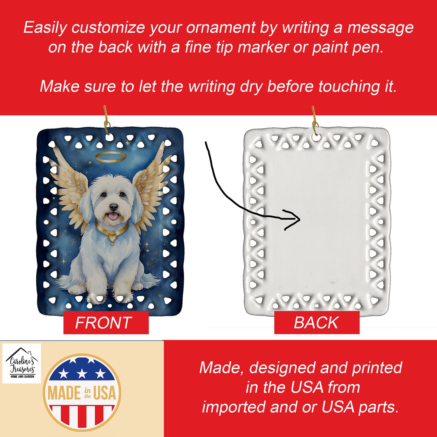 Coton de Tulear My Angel Porcelain Ornament