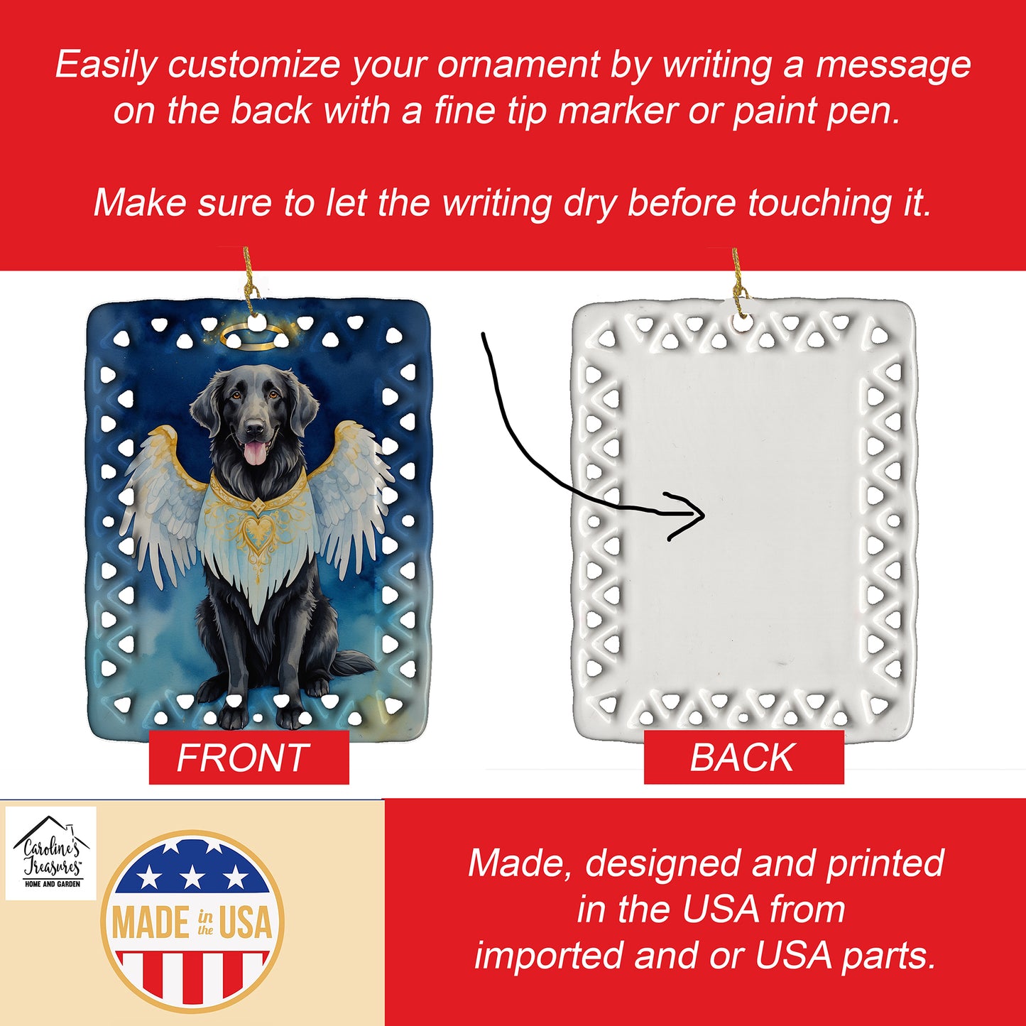 Flat-Coated Retriever My Angel Porcelain Ornament