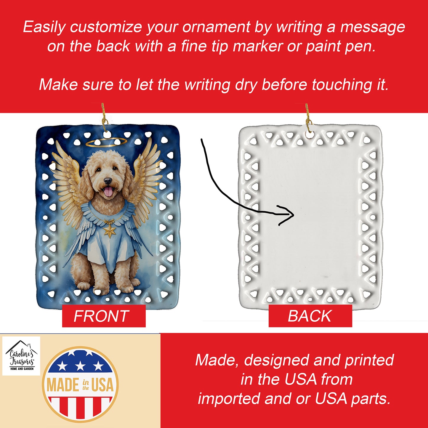 Goldendoodle My Angel Porcelain Ornament