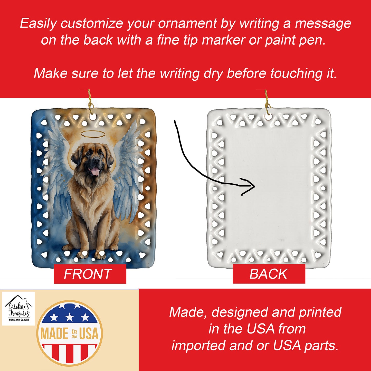 Leonberger My Angel Porcelain Ornament