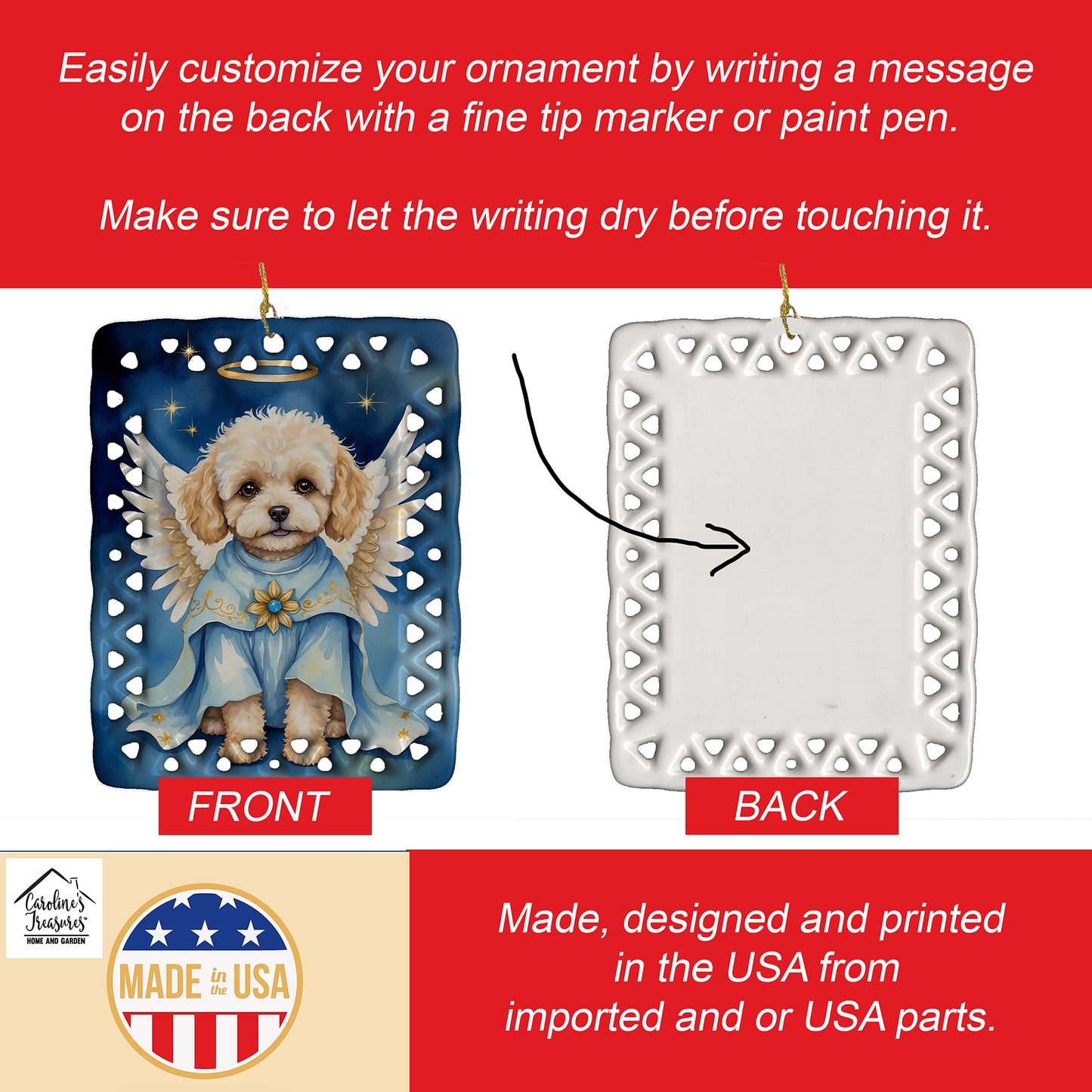 Maltipoo My Angel Porcelain Ornament