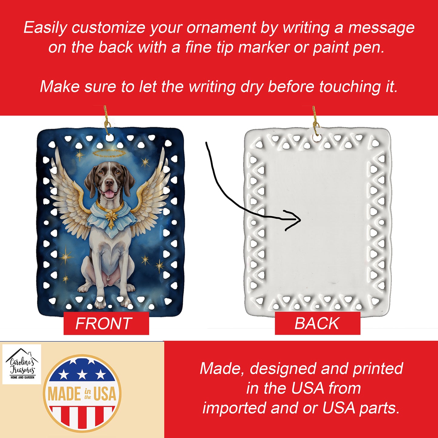 Pointer My Angel Porcelain Ornament