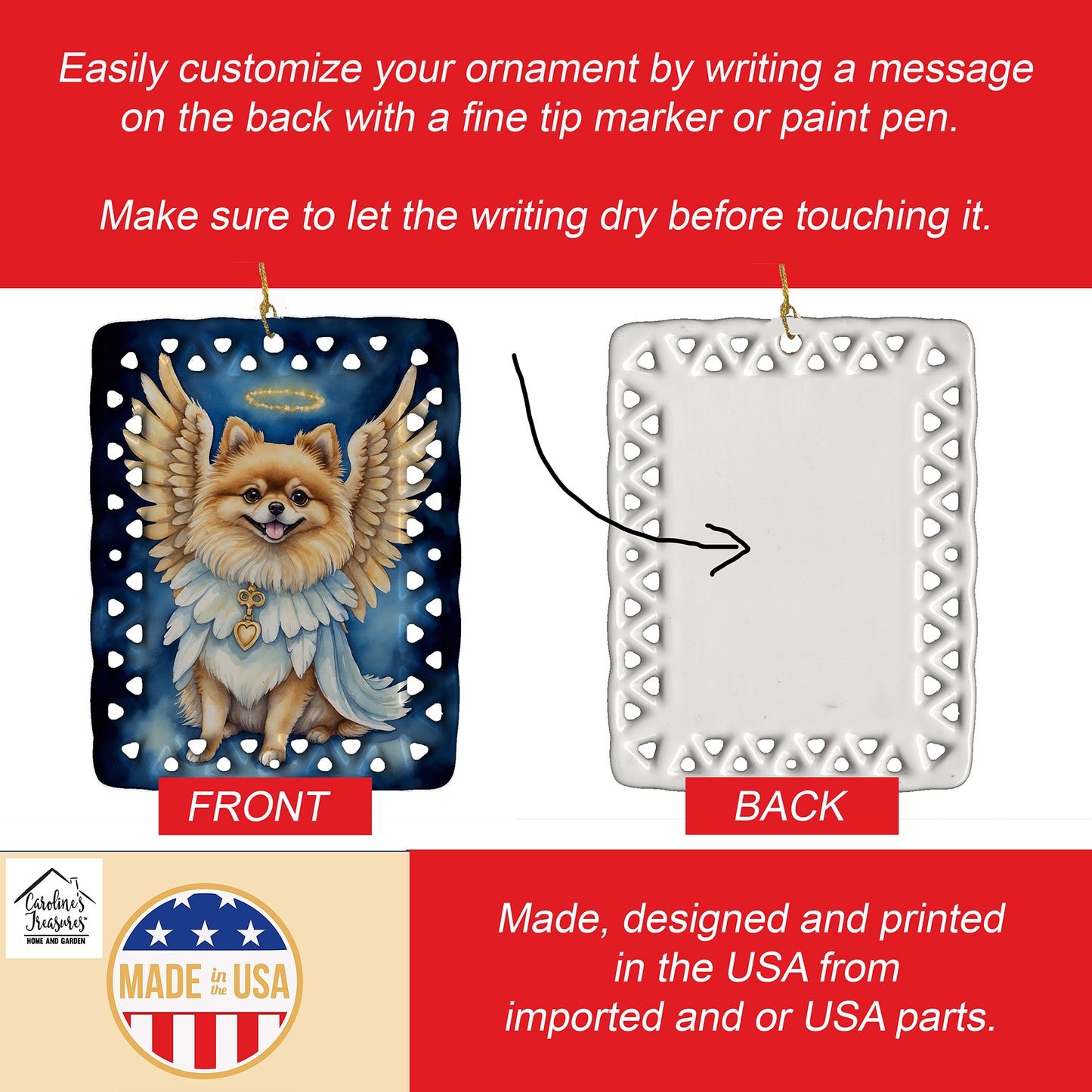 Pomeranian My Angel Porcelain Ornament