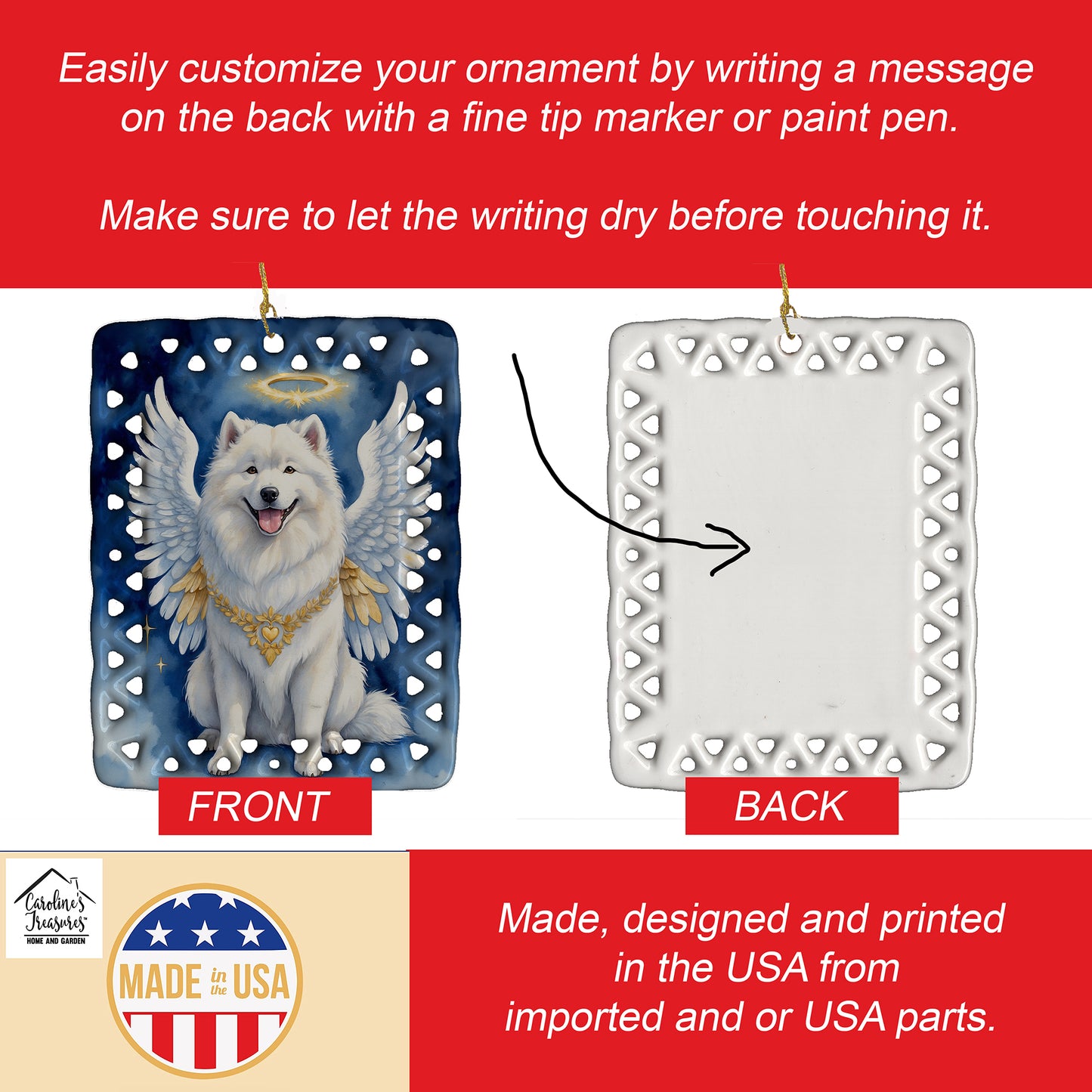 Samoyed My Angel Porcelain Ornament