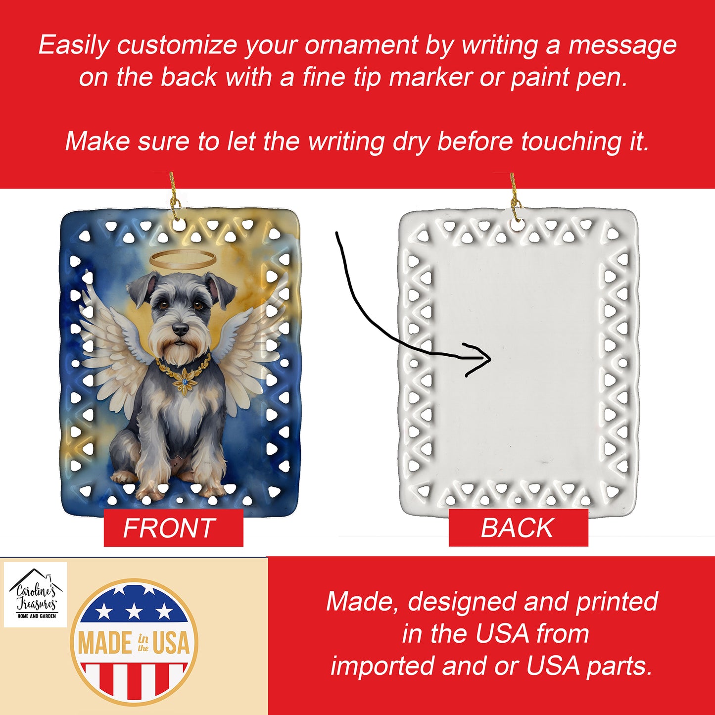 Schnauzer My Angel Porcelain Ornament