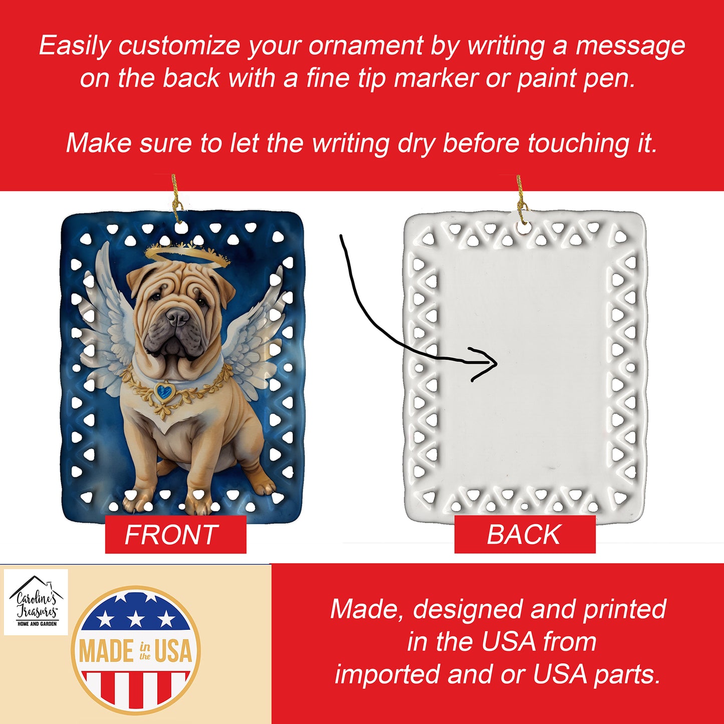 Shar Pei My Angel Porcelain Ornament