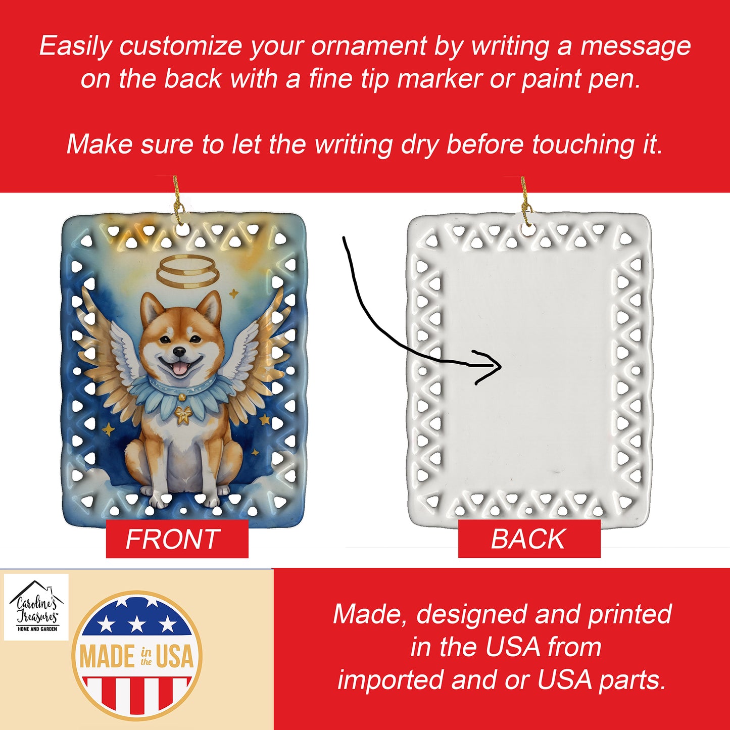 Shiba Inu My Angel Porcelain Ornament