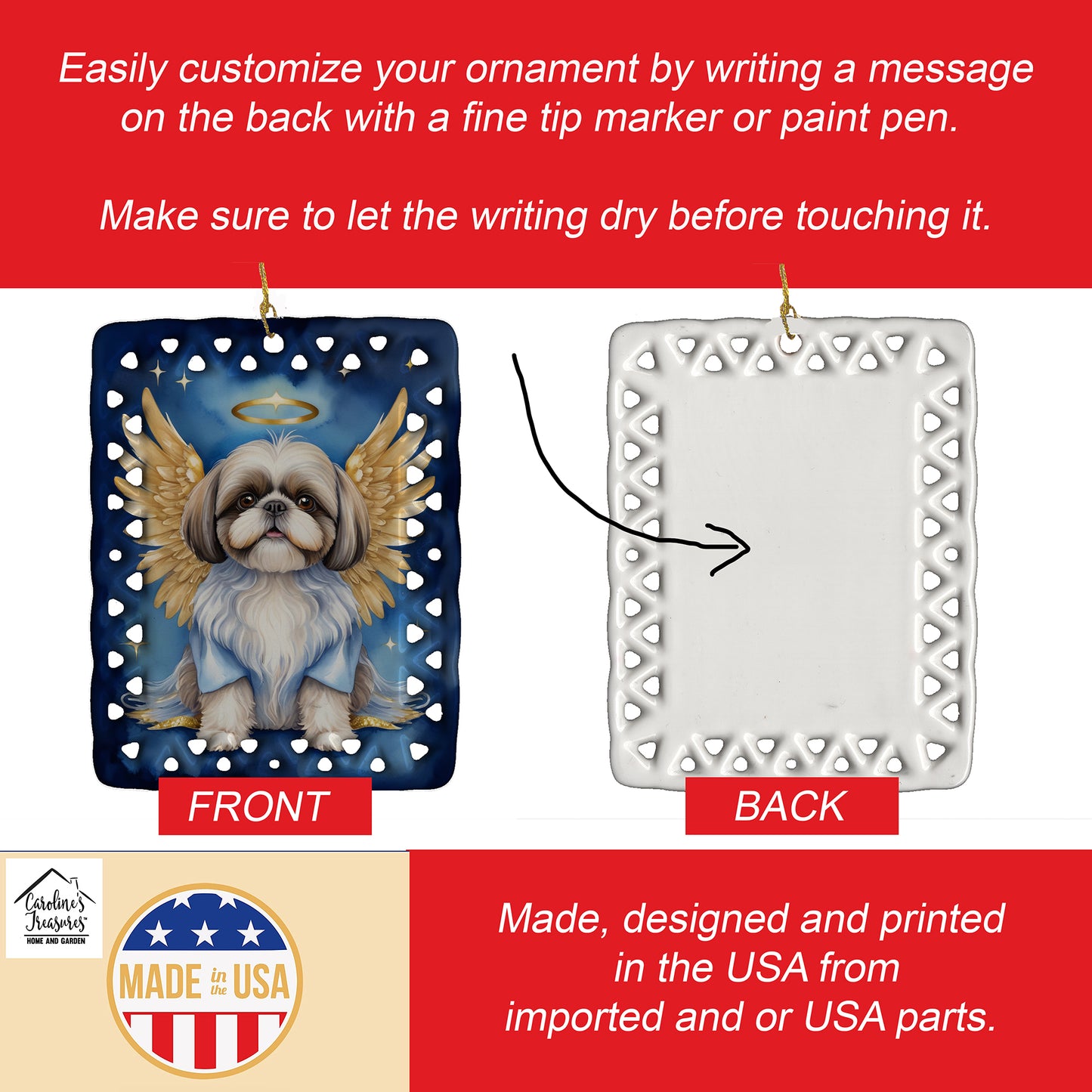 Shih Tzu My Angel Porcelain Ornament