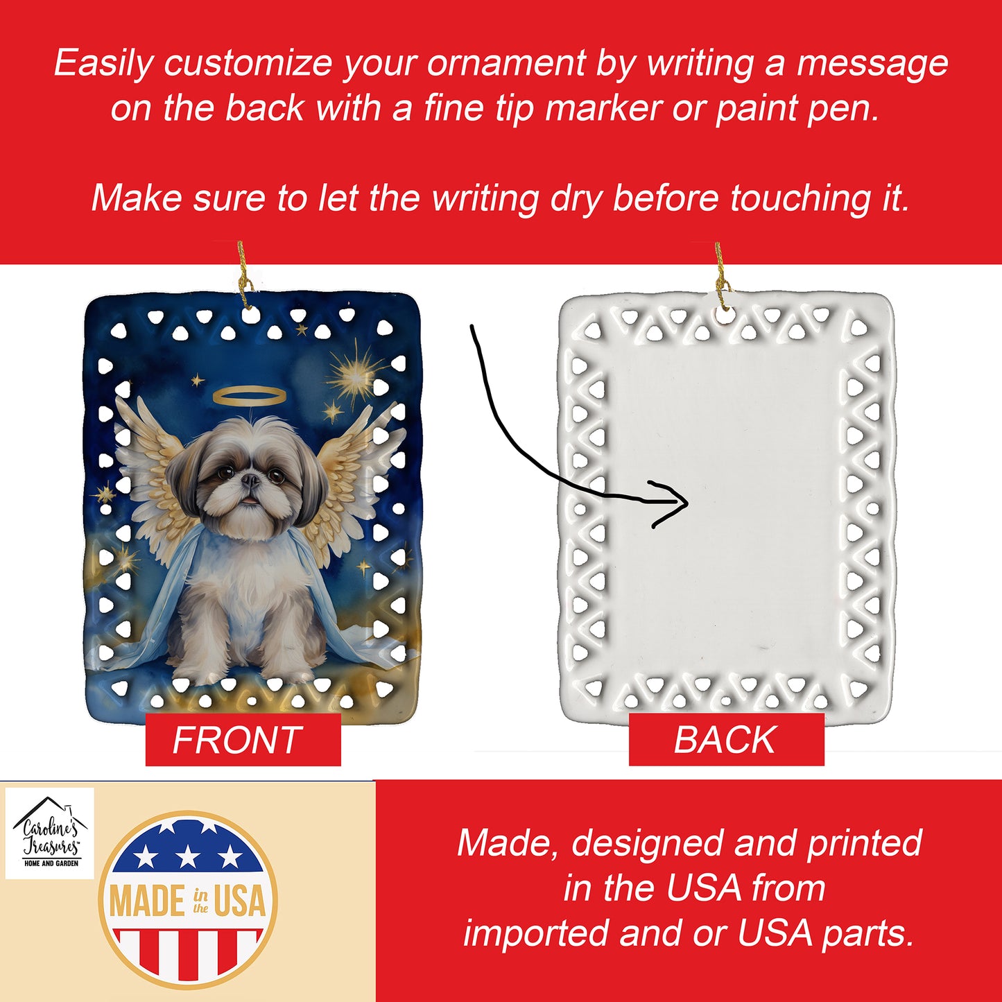 Shih Tzu My Angel Porcelain Ornament