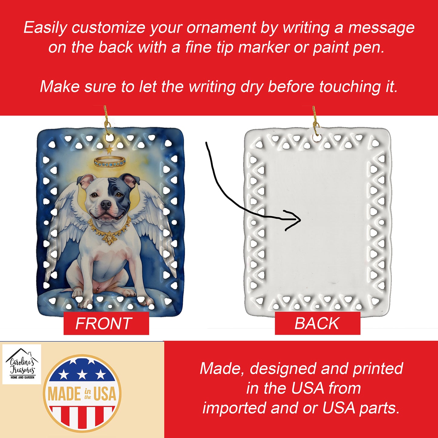 Staffordshire Bull Terrier My Angel Porcelain Ornament