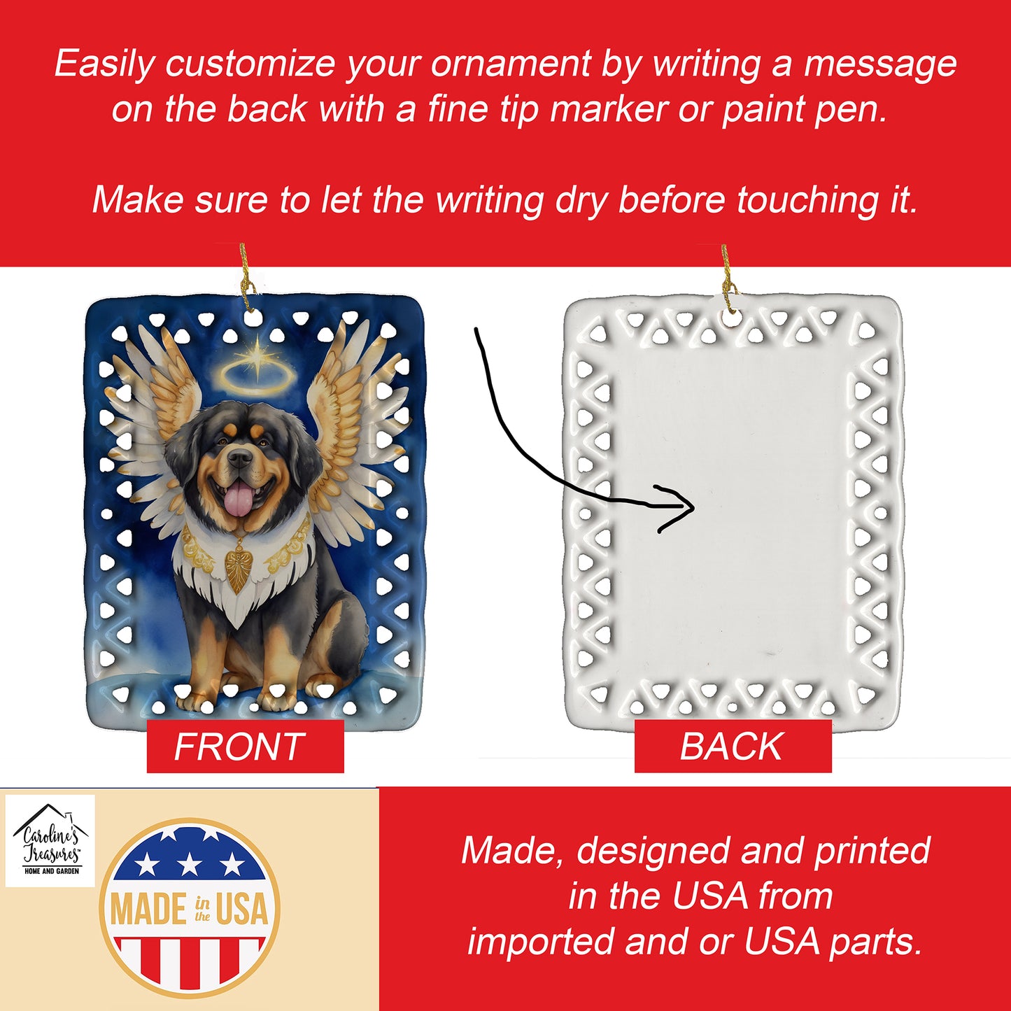 Tibetan Mastiff My Angel Porcelain Ornament