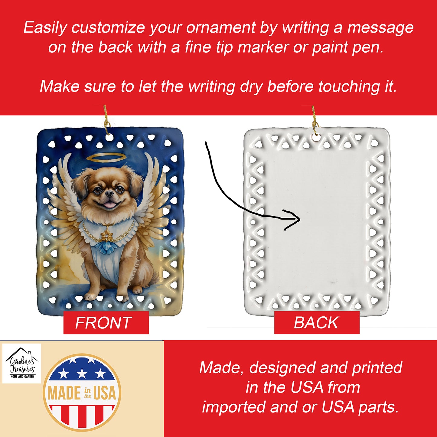 Tibetan Spaniel My Angel Porcelain Ornament