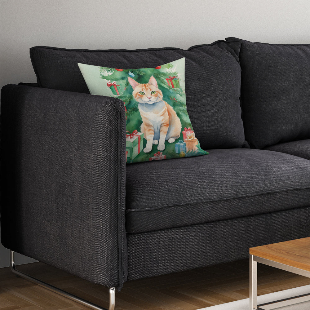 Ural Rex Cat By the Christmas Tree Throw Pillow