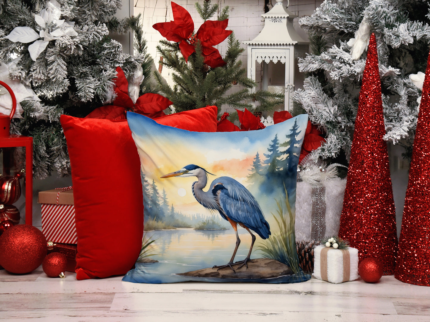 Blue Heron Emerging as the day fades Throw Pillow