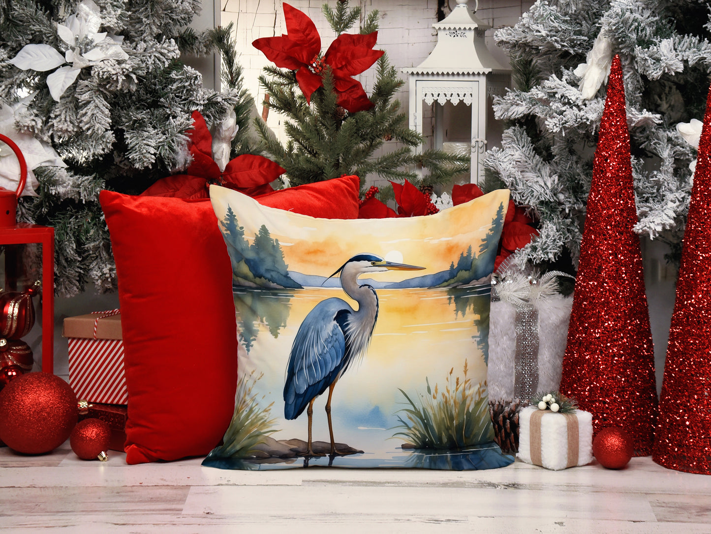Blue Heron in the Golden Hour Throw Pillow
