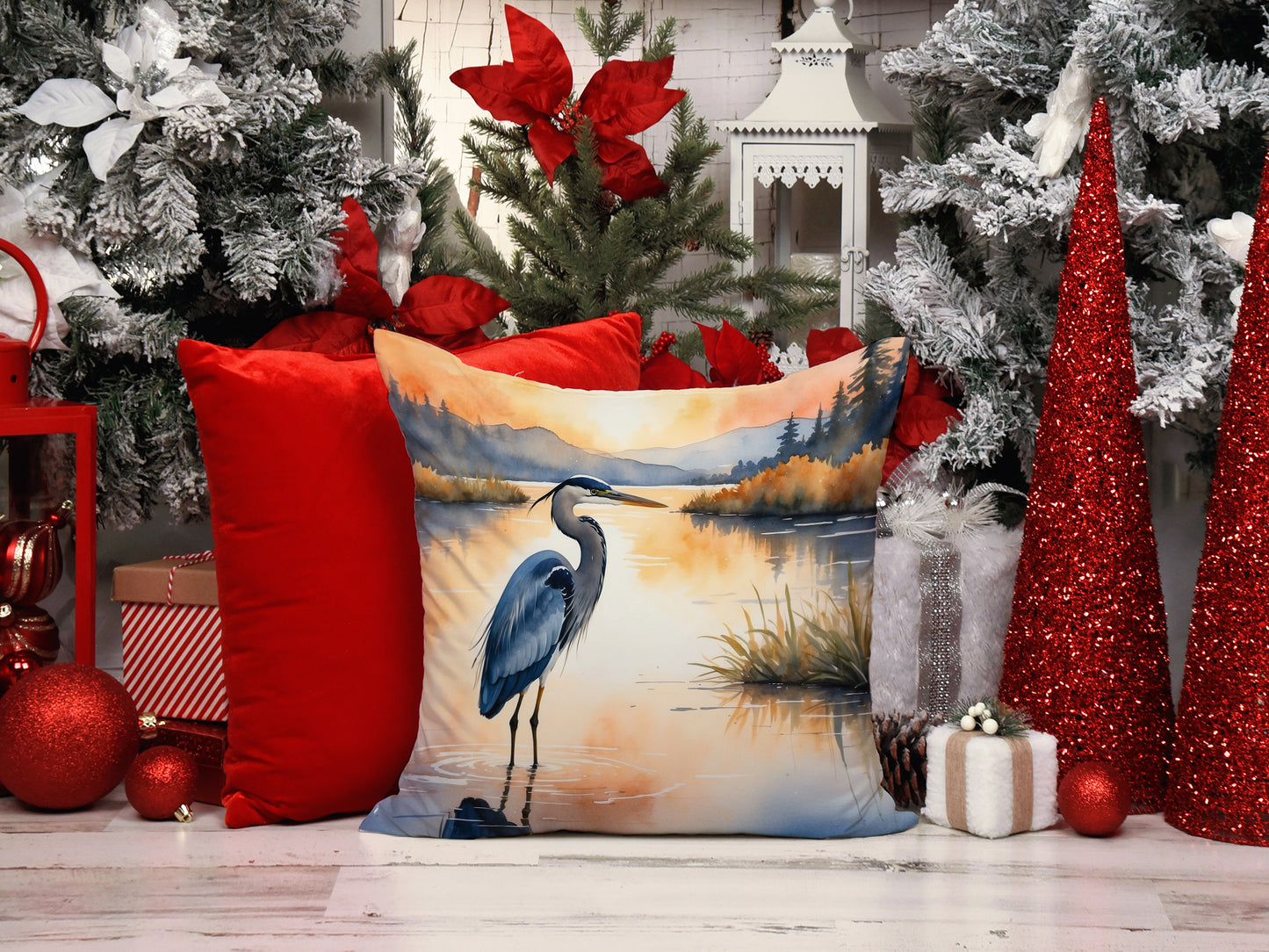 Blue Heron in the Golden Hour Throw Pillow