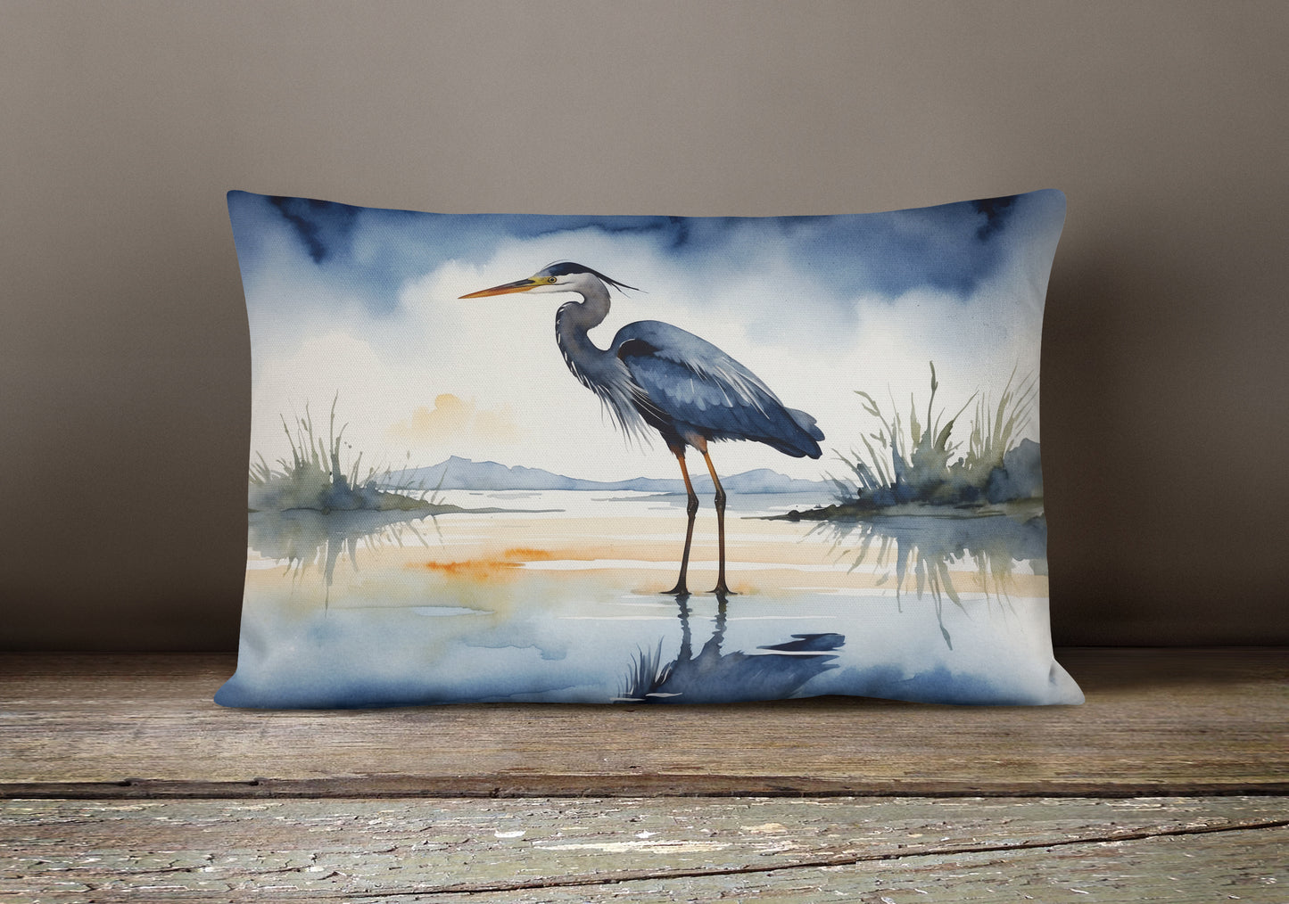 Blue Heron Barely Lit Sky Throw Pillow