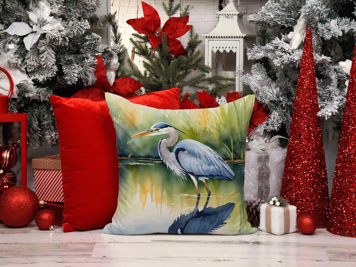Blue Heron Stalking Prey Throw Pillow