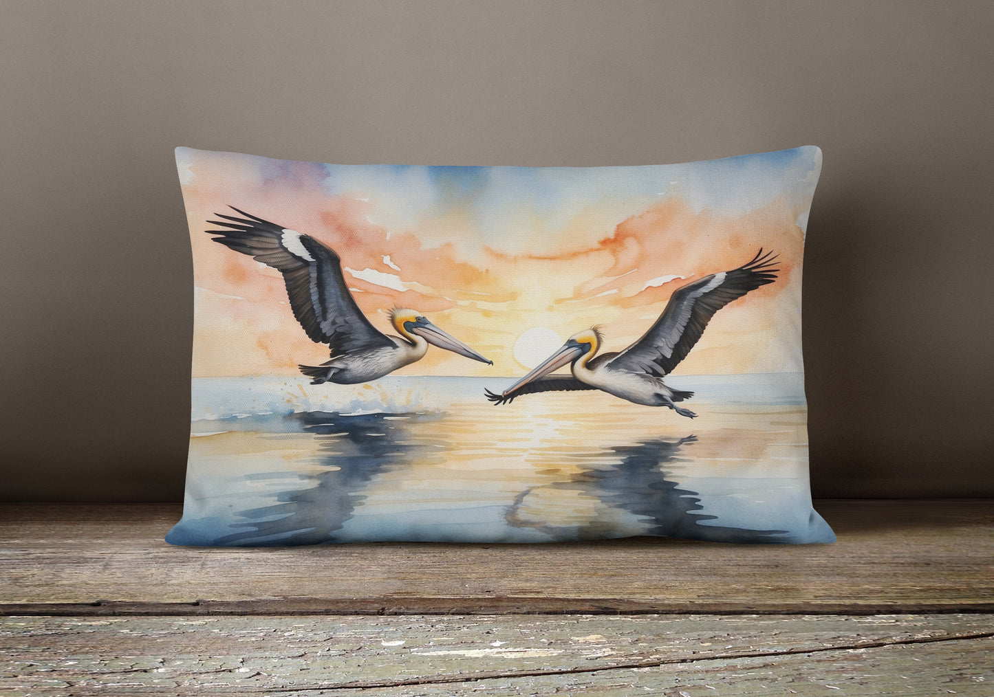 Pelicans Flying Throw Pillow