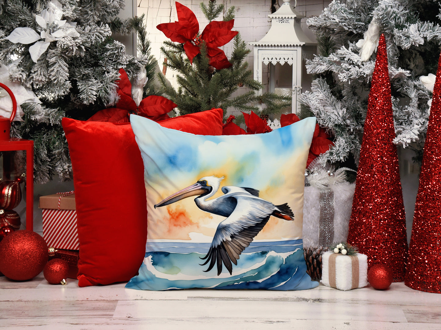 Pelican Soaring Throw Pillow