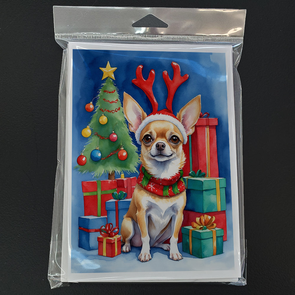 Chihuahua Christmas Reindeer Greeting Cards Pack of 8