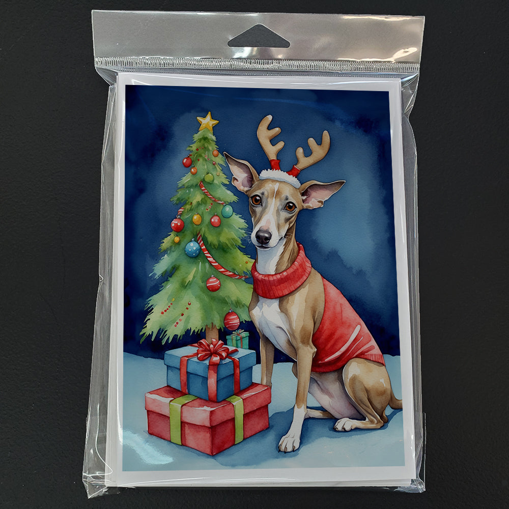 Italian Greyhound Christmas Reindeer Greeting Cards Pack of 8