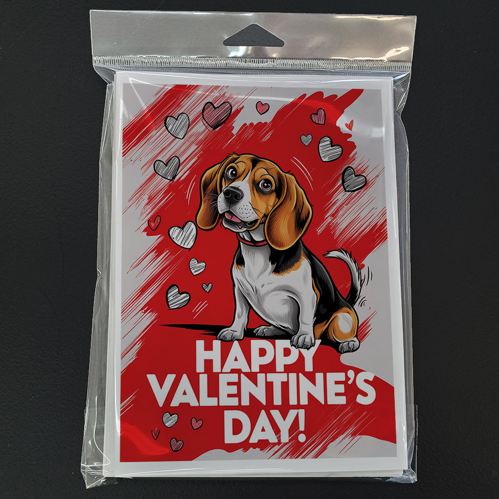 Beagle Happy Valentine's Day Greeting Cards Pack of 8
