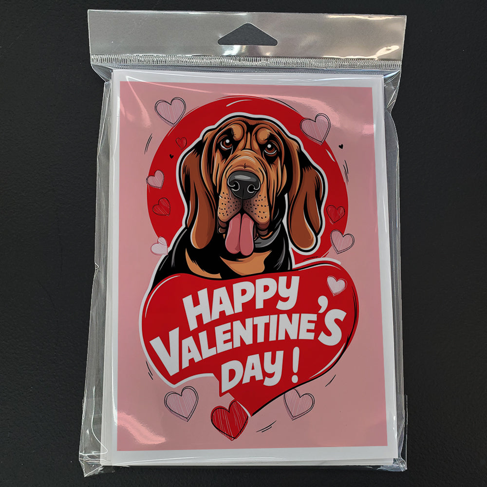 Bloodhound Happy Valentine's Day Greeting Cards Pack of 8