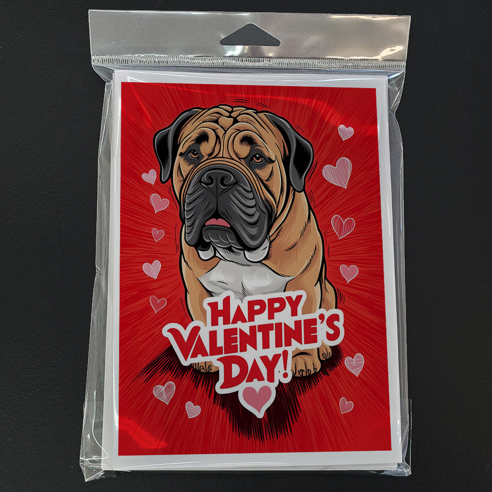 Bullmastiff Happy Valentine's Day Greeting Cards Pack of 8