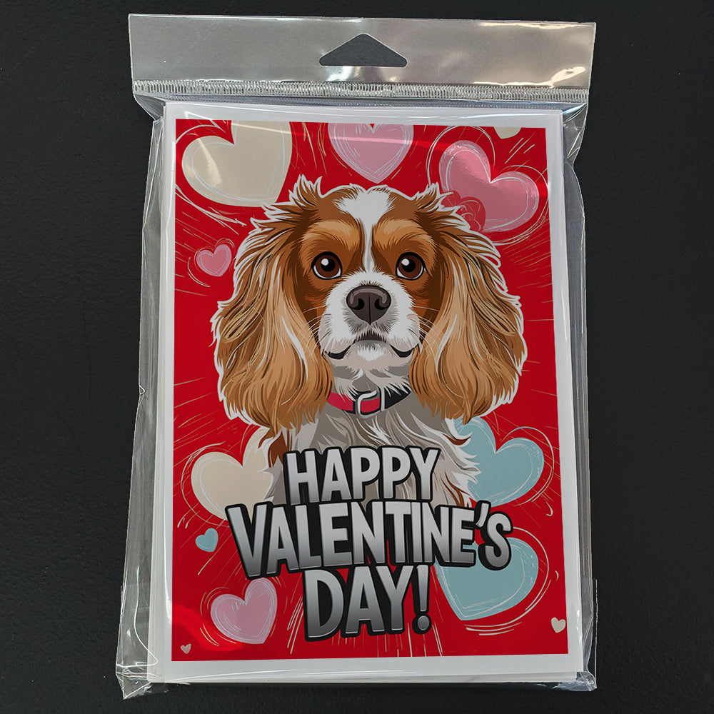 Cavalier Spaniel Happy Valentine's Day Greeting Cards Pack of 8
