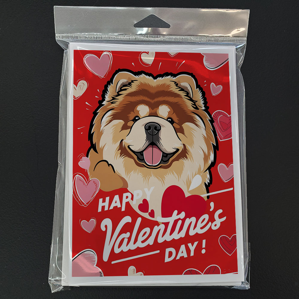 Chow Chow Happy Valentine's Day Greeting Cards Pack of 8