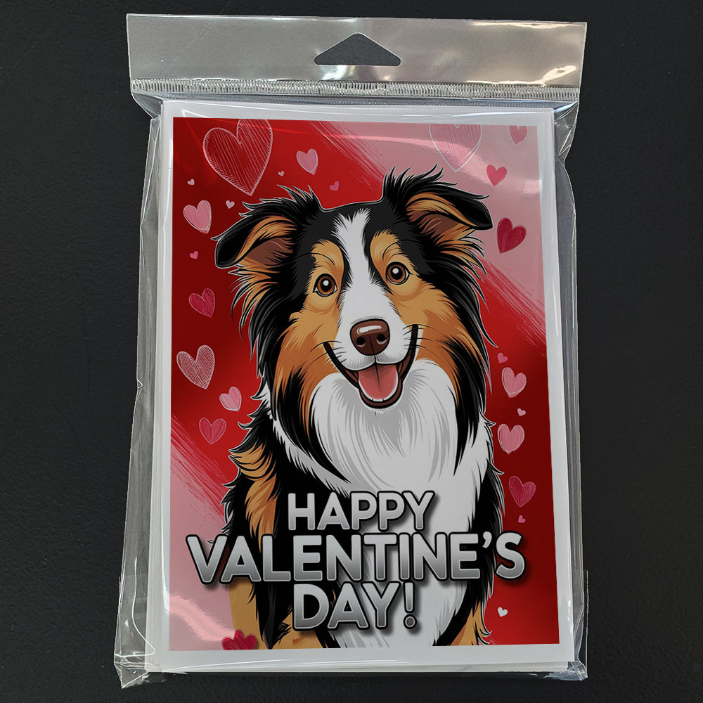Collie Happy Valentine's Day Greeting Cards Pack of 8