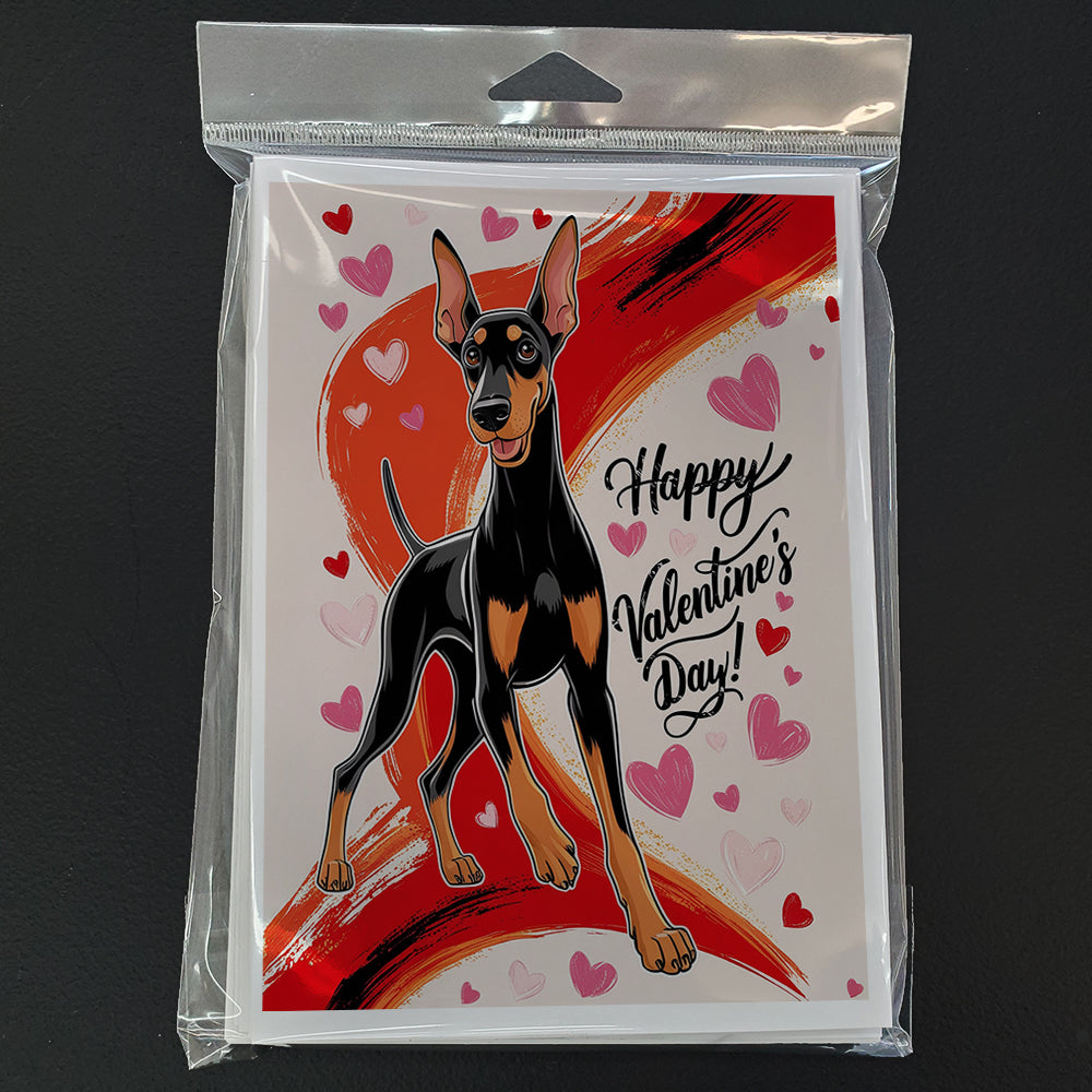 Doberman Pinscher Happy Valentine's Day Greeting Cards Pack of 8