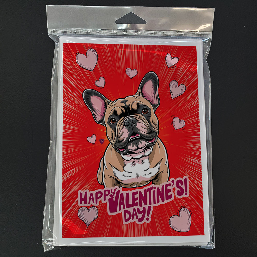French Bulldog Happy Valentine's Day Greeting Cards Pack of 8