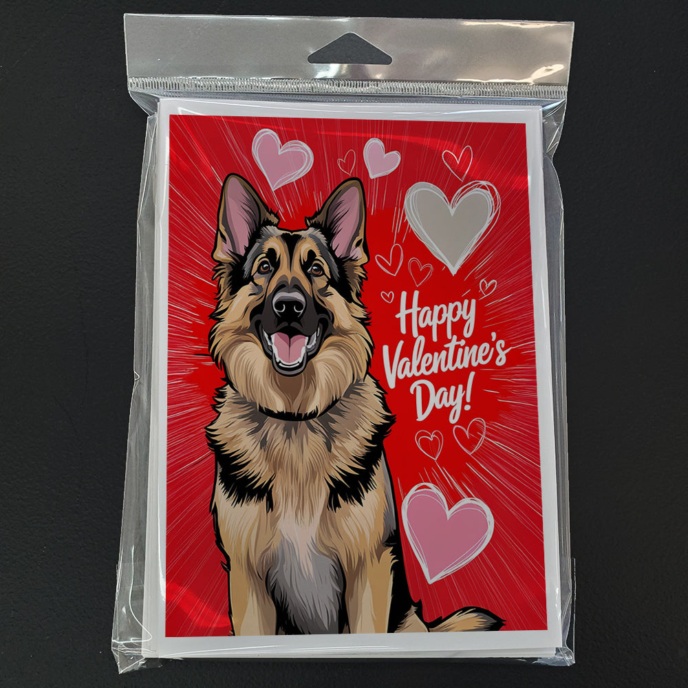 German Shepherd Happy Valentine's Day Greeting Cards Pack of 8