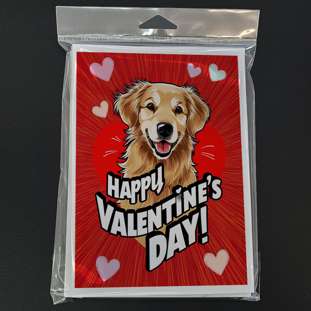 Golden Retriever Happy Valentine's Day Greeting Cards Pack of 8
