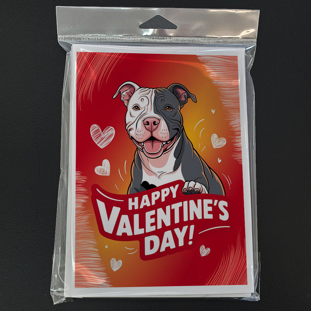 Pit Bull Terrier Happy Valentine's Day Greeting Cards Pack of 8