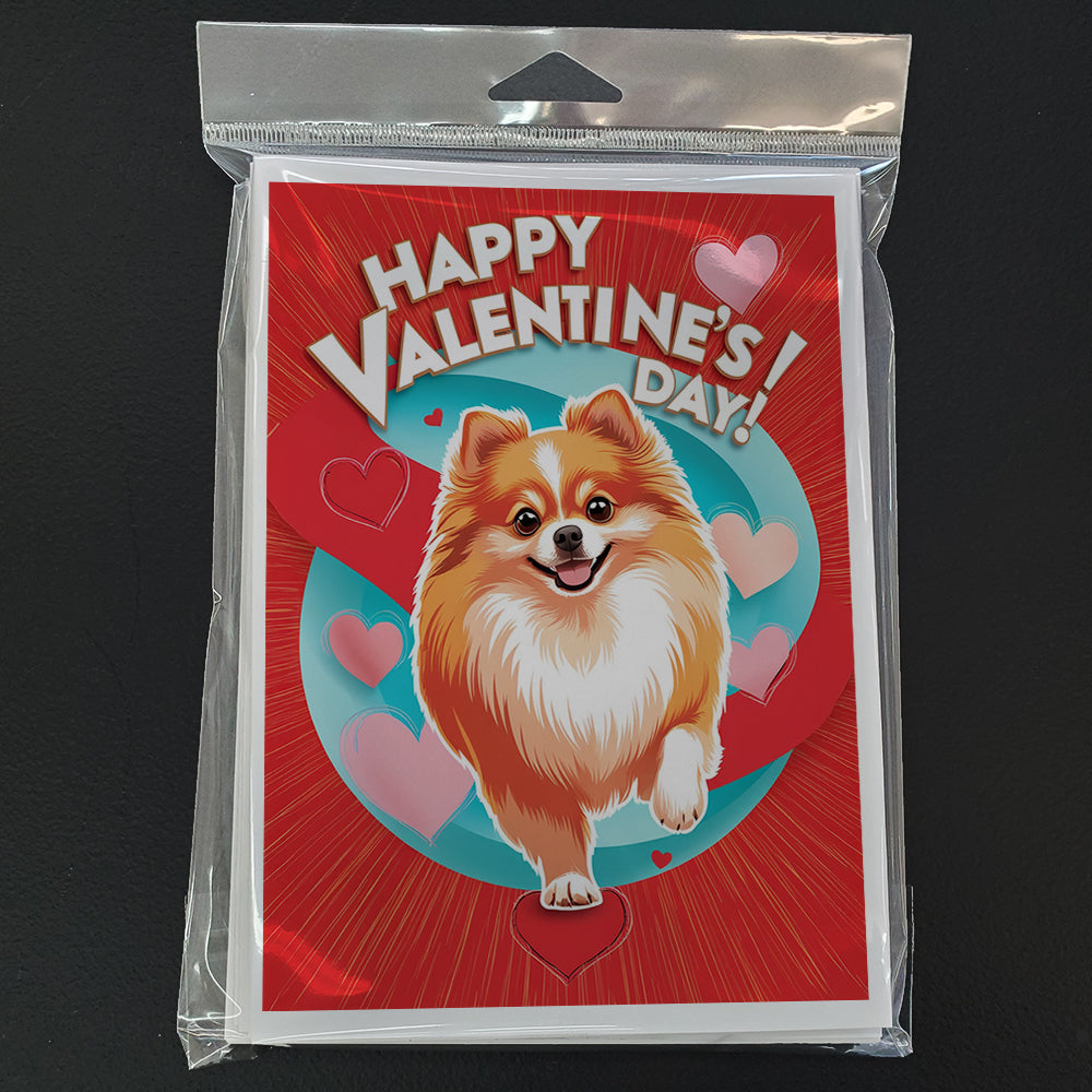 Pomeranian Happy Valentine's Day Greeting Cards Pack of 8