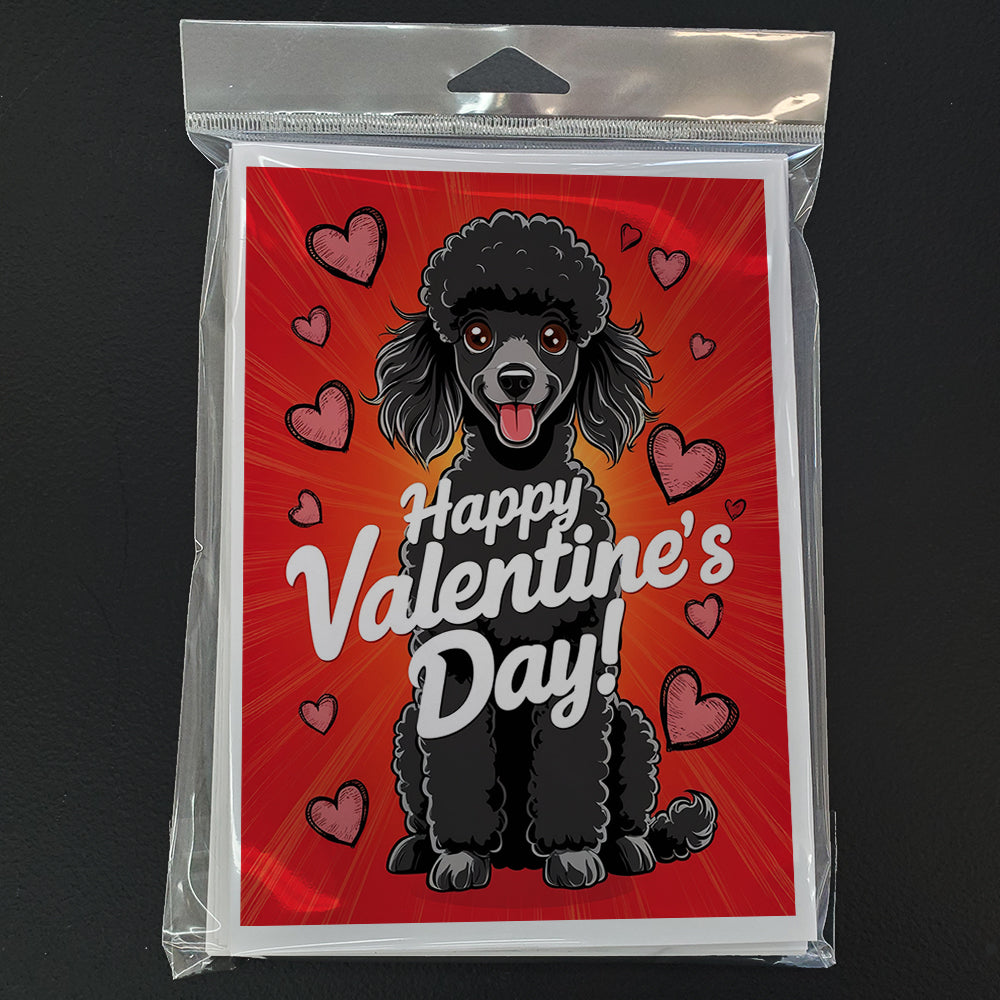 Black Toy Poodle Happy Valentine's Day Greeting Cards Pack of 8