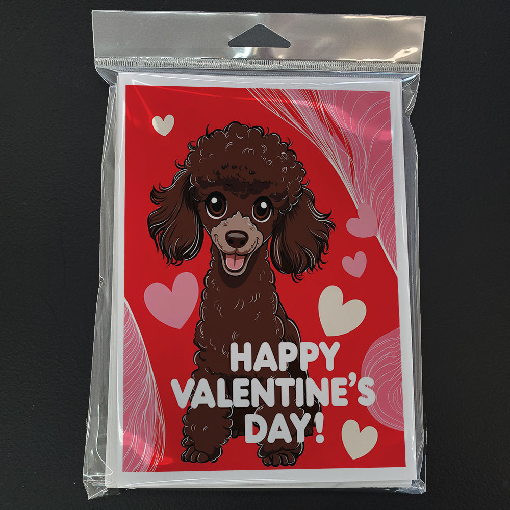 Chocolate Toy Poodle Happy Valentine's Day Greeting Cards Pack of 8